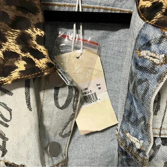 NWT MNML  Blue Scribble Trucker Graffiti Jacket Men's Jacket - Picture 11 of 12